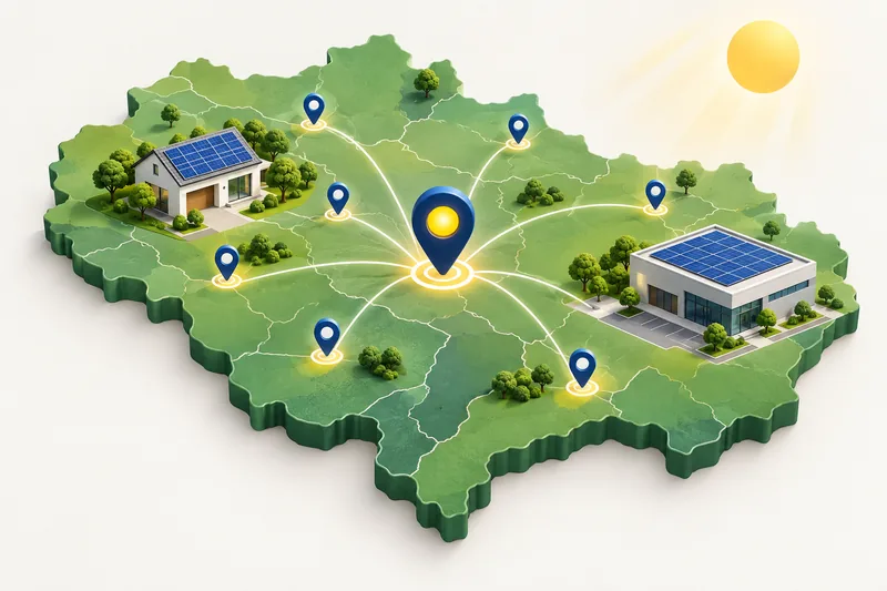 Ilustração da área regional atendida pela Solar Hidra a partir de Dourados